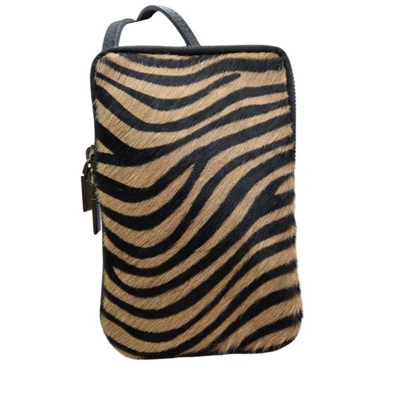 Leather Crossbody Small Purse Phone Case Zebra Print German Fuentes With Tags - Picture 3 of 9